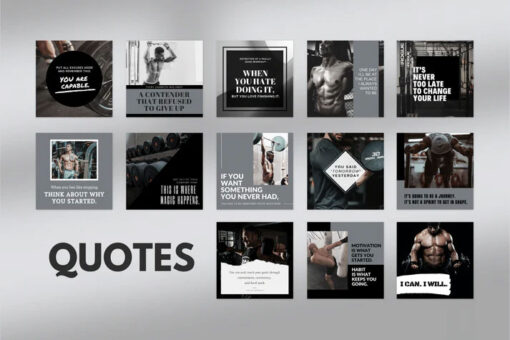 400 Fitness Templates For Social Media (Masculine version) - Image 3