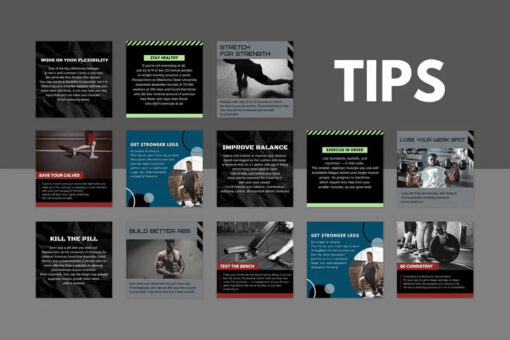 400 Fitness Templates For Social Media (Masculine version) - Image 4