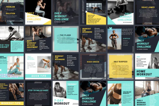 200 Home Workout Templates For Social Media - Image 5